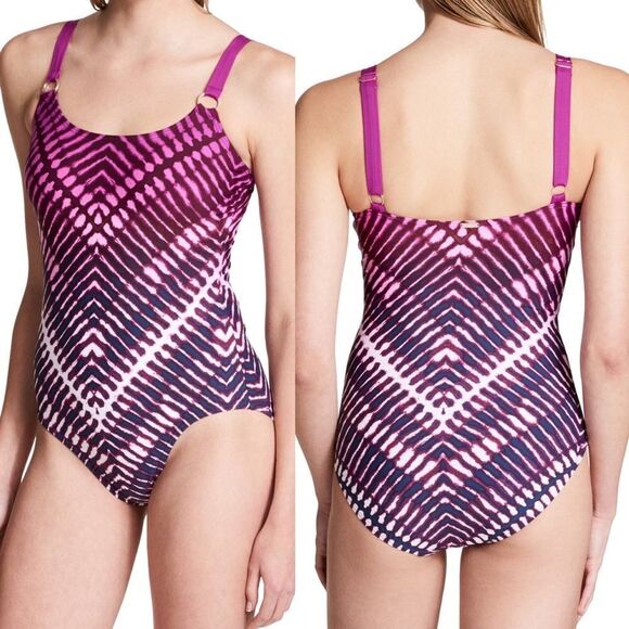 Calvin Klein Women's Standard Over The Shoulder One Piece Swimsuit, Dragon Fruit - Picture 1 of 4